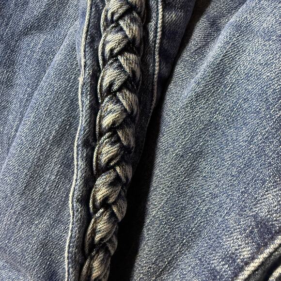 Judy Blue High Waist Braid Side Detailed Wide Leg Cropped Jeans, Size 13/31 - Picture 9 of 12